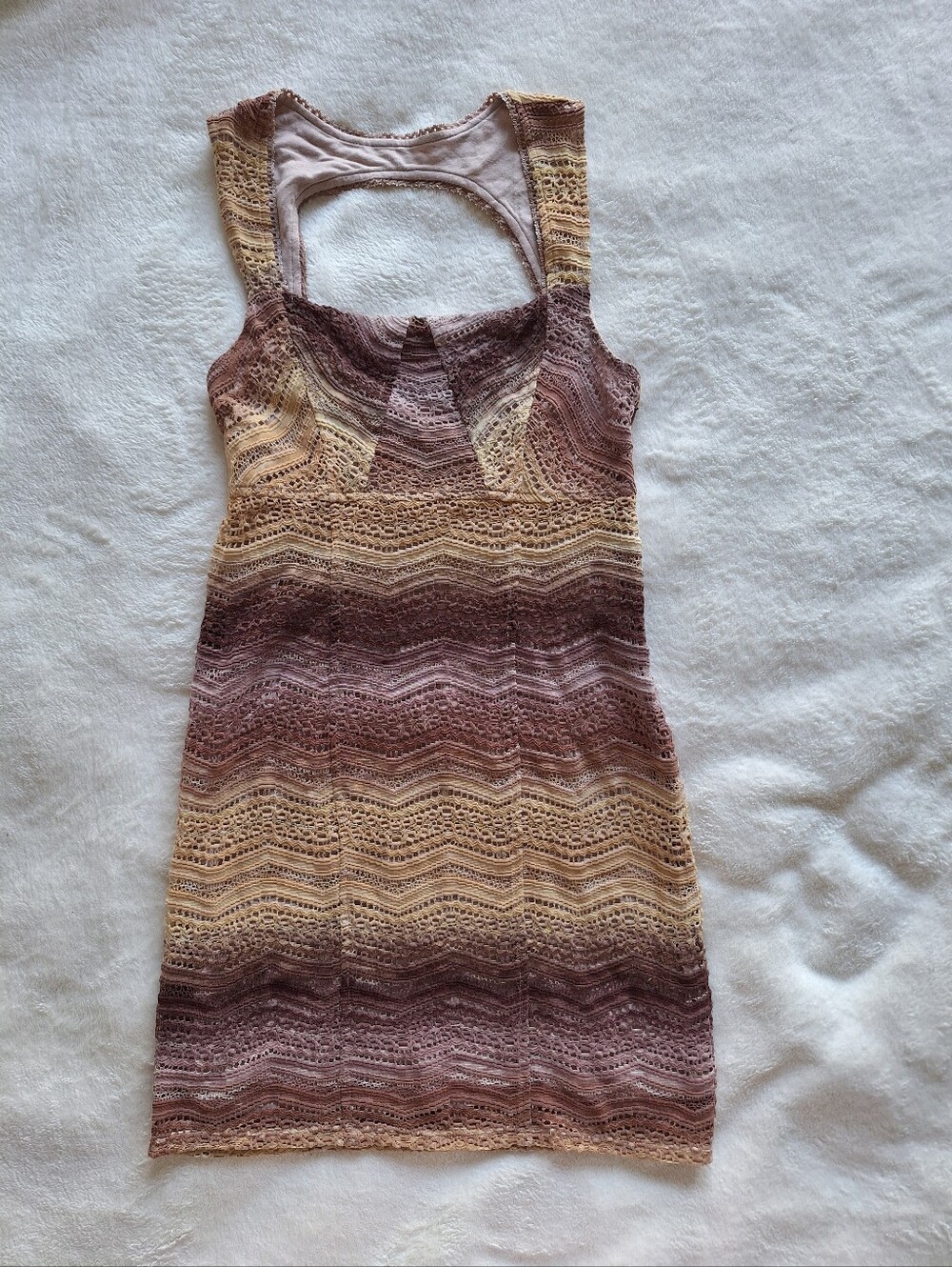 Free People All You Ever Wanted Ombre Crochet Bodycon Lace Mini Dress Sz 4
